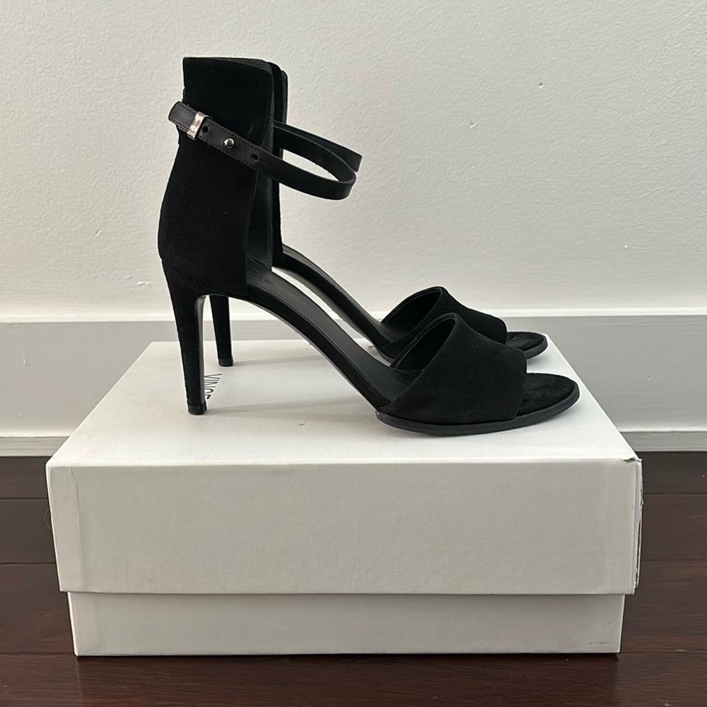 Vince Adley Black Suede Heels Size 8.5